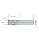 Solid Carbide End Mills •  Roughers • Series 4U80 • Radius • Metric AlTiN-MW - Big-tools Industrial Supply Tools for Metal Cutting